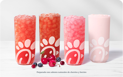 Preparado con sabores naturales de cherries y berries.