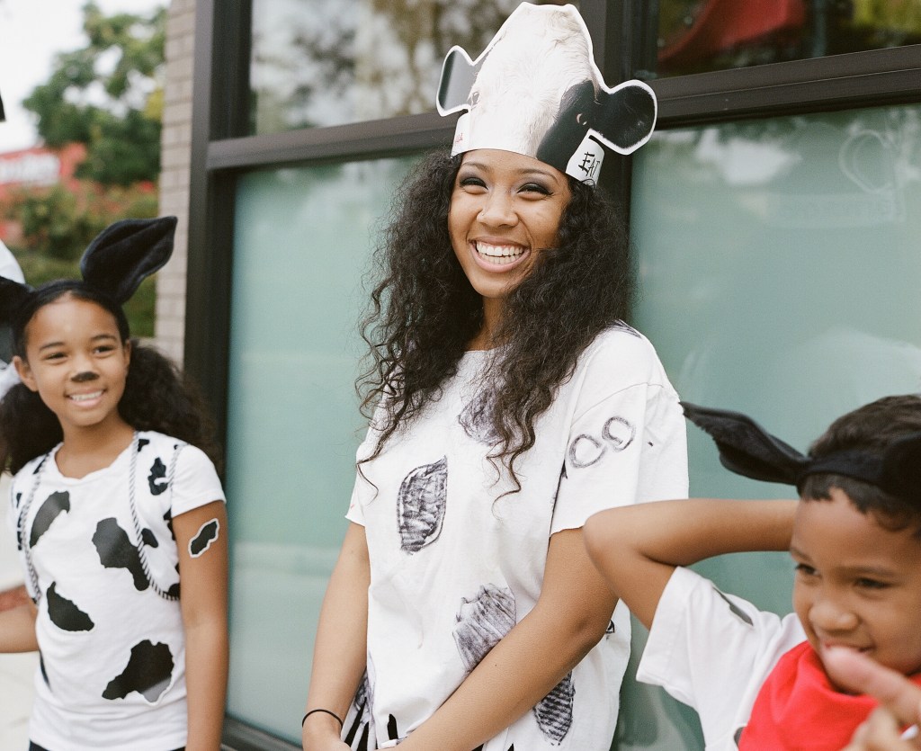 Chick-fil-A Guests dressed up as cows for Cow Appreciation Day.