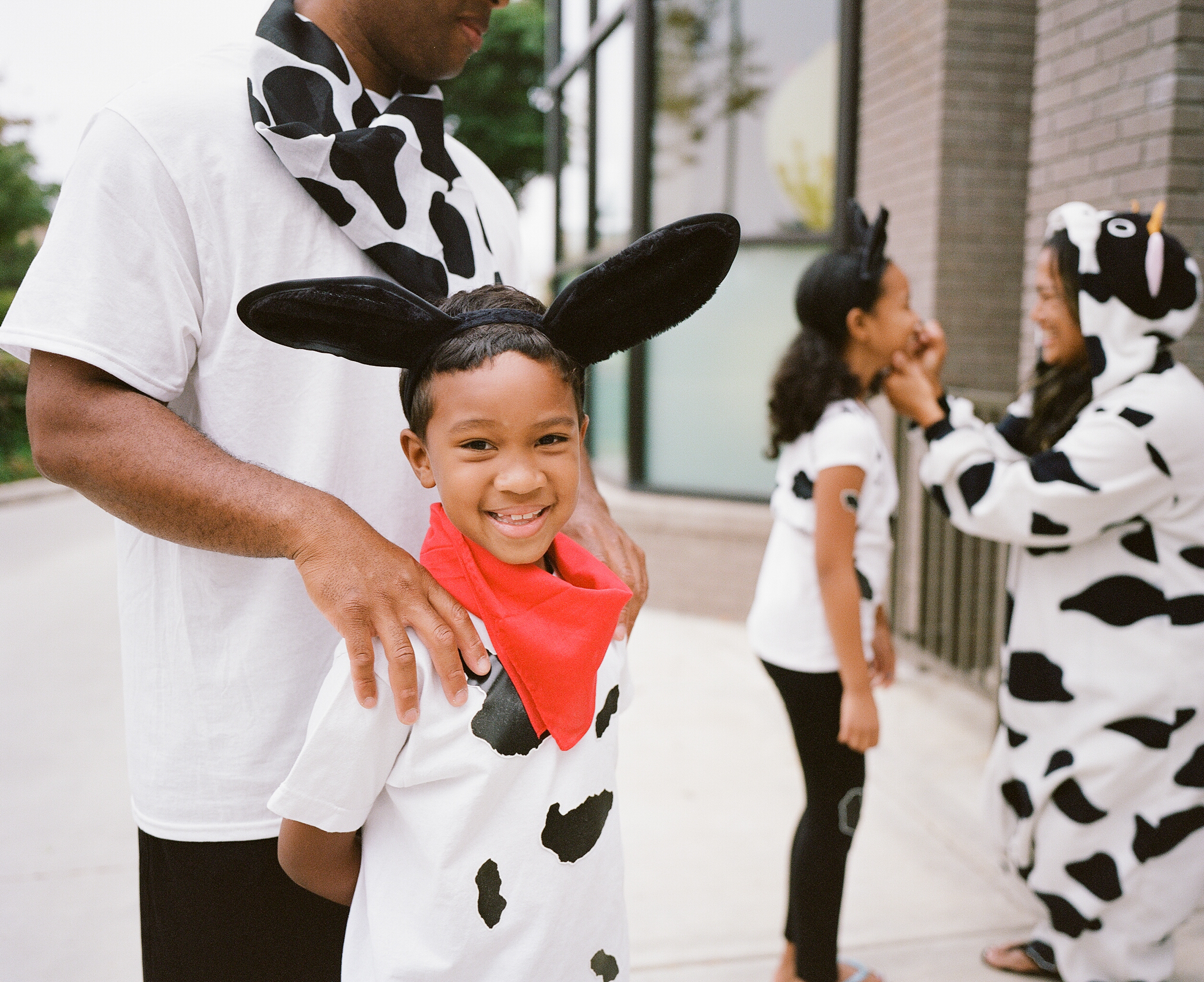Chick-fil-A Guests dressed up as cows for Cow Appreciation Day.